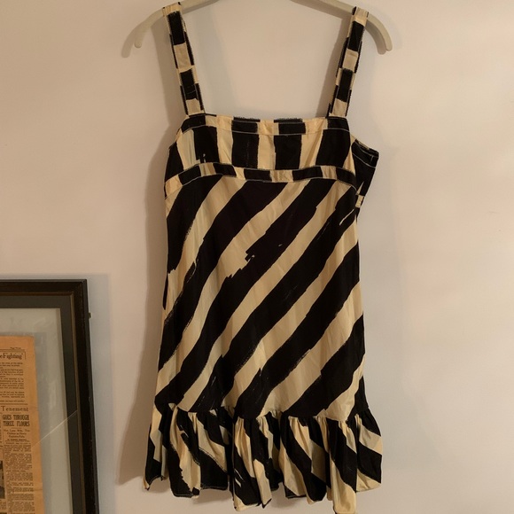 TWENTY8TWELVE Micro mini silk/cotton dress, cream and black - Picture 2 of 7